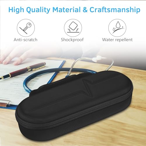 Stethoscope Case for 3M Littmann Classic III, Lightweight II S.E, Cardiology IV Diagnostic, MDF Acoustica Stethoscopes - Travel Hard Carrying Bag for Doctor & Nurse Accessories (Black) | Lightweight II S.E., MDF Acoustica, Hard Carrying Bag, Doctor Nurse
