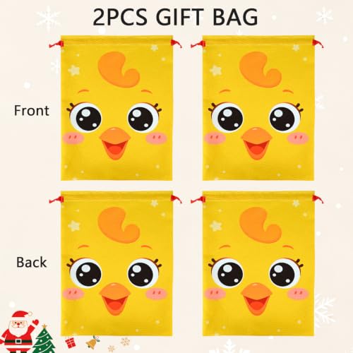 KzgtY Farm Chicken 2PCS Gift Bags with Drawstring, 16 x 12 Inch Reusable Present Sacks for Christmas,Brithday, Holidays,Parties & Gift Packaging - color: Farm Chicken