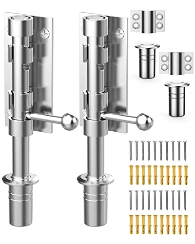 Heavy Duty Slide Bolt Gate Latch Hardware, 6.3 Inch, Silver-2PCS | Solid 304 Stainless Steel Latches Electroplating Finish, Barrel Bolt Lock for Wooden Fence, Interior, Yard/Barn/Shed Door - color: Silver - 2 Pack