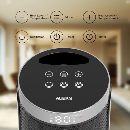 Space Heater, WINHL Portable Electric Heaters for Indoor Use,70°Oscillation | Thermostat, Remote Control, 12H Timer, 5 Modes, Small Quiet 1500W PTC Ceramic Fast Safety Heat for Office, Bedroom, Home