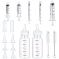 Sadnyy Puppy Nursing Bottle Kit, 17 Pcs for Kittens,Puppy and Newborn Pet | 2 Bottles, 8 Nipples, 5 Syringes, 2 Brushes, Newborn Kitten Puppy Rabbit Milk Feeding , 1ml 5ml 10ml Syringe Set