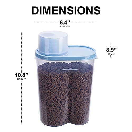2 Pack 2lb/2.5L Pet Food Storage Container with Measuring Cup, Can Covers and Bowl for Small Dog, Cat, Waterproof-BPA Free - color: Blue 2.5L