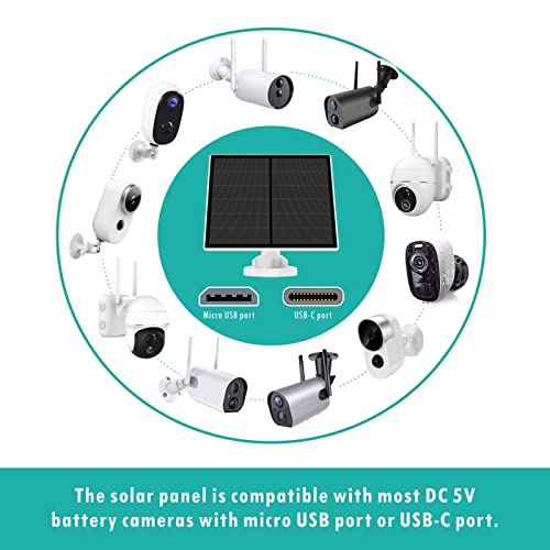 Solar Panel for Security Camera, 5W USB Solar Panel Compatible with Rechargeable Battery Camera, Solar Panel Charger for Camera with IP65 Waterproof, Adjustable Bracket, 9.8ft Cable(2 Pack) - size: 2 Pack