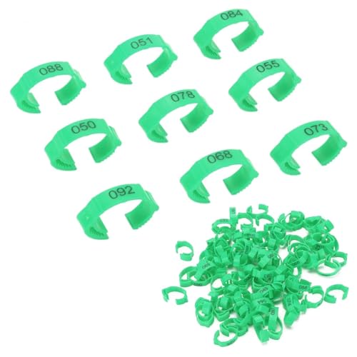 100PCS Chicken Leg Rings, Poultry Leg Bands 5 Colors Numbered Chicken Identification Leg Bands Rings Card Slots Design Poultry Leg Tags for Chicks Ducks (Green (100 Pieces per Pack)) - color: Green (100 Pieces Per Pack)