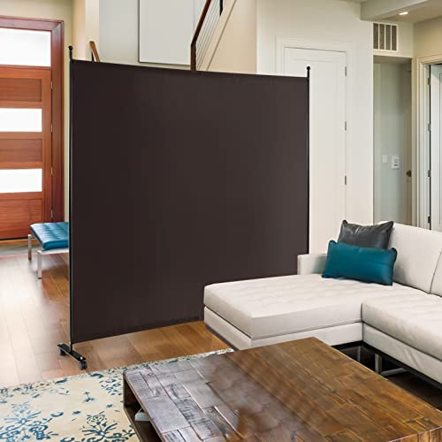 Giantex 73" x 73" Single Panel Room Divider with Wheels, Brown | Mobile Privacy Screen with Lockable Casters, Rolling Fabric Partition Wall for Home, Office, Studio - color: Brown, size: 73''W x 73''H (1 Panel)