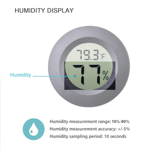 2-Pack Mini Hygrometer Thermometer Meter Digital LCD Indoor Room Monitor | Fahrenheit / Celsius Display Round Humidity Temperature Gauge for 3D Printers Guitar Case Greenhouse Reptile Incubator