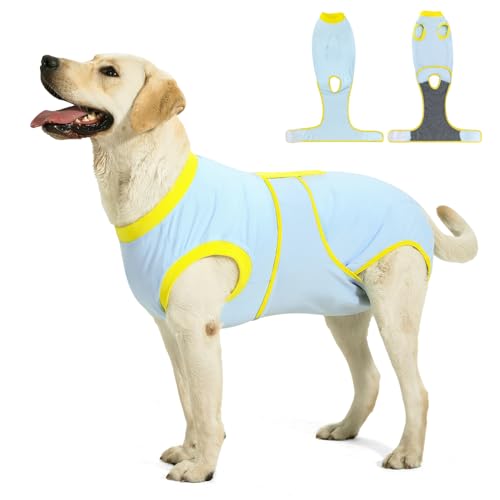 Recovery Suit for Dogs Cats After Surgery, Cone Alternative, Blue Yellow, M | Soft Breathable Fabric, Prevents Licking & Scratching, Easy to Put On, Machine Washable, Post-Surgery, Wound Protection - color: Blue Yellow, size: M (Back:13.4-16.1'', Weight:1