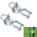 2 Pack T-Post Gate Hinge Kit, Fits T-Post & 1-3/8" Pipe, Heavy-Duty Steel | Dual mount: T-Post + Pipe or Pipe + Pipe. 5/8" pin, 200° swing, powder-coated steel. For farm, chain link, wood fences.