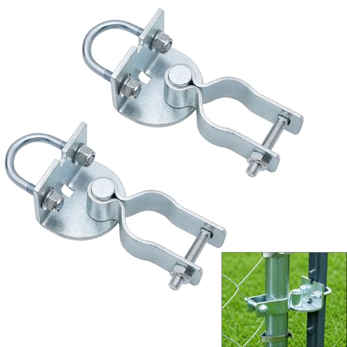 2 Pack T-Post Gate Hinge Kit, Fits T-Post & 1-3/8" Pipe, Heavy-Duty Steel | Dual mount: T-Post + Pipe or Pipe + Pipe. 5/8" pin, 200° swing, powder-coated steel. For farm, chain link, wood fences.