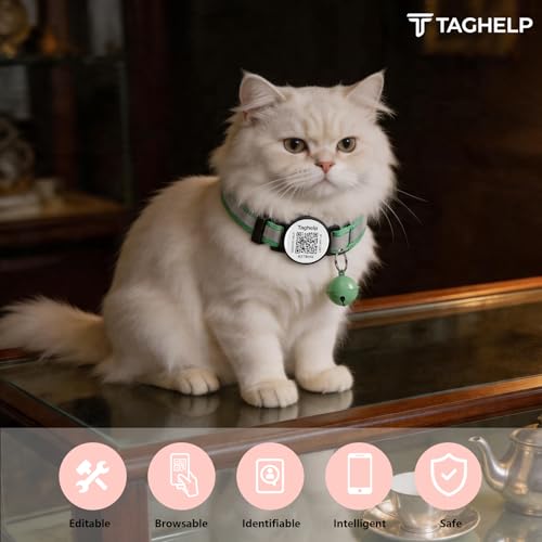 Smart QR Code Cat Collar 2-Pack, Breakaway Reflective Collar with Digital ID Tag - The Smart Upgrade to Personalized Name Collars, Adjustable with Bell (Yellow & Green) - color: Reflective Strip - Yellow & Green
