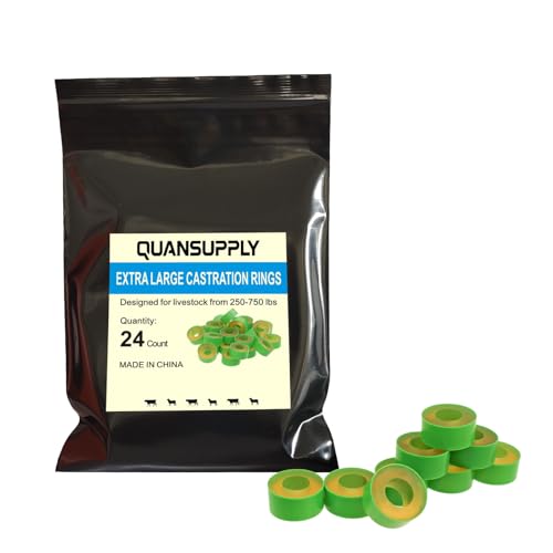 24 Count Extra Large Castration Bands, Bull Calves Sheep Goat Castrating Bands, Cattle Banding Tool for Farm Ranch Large Livestock