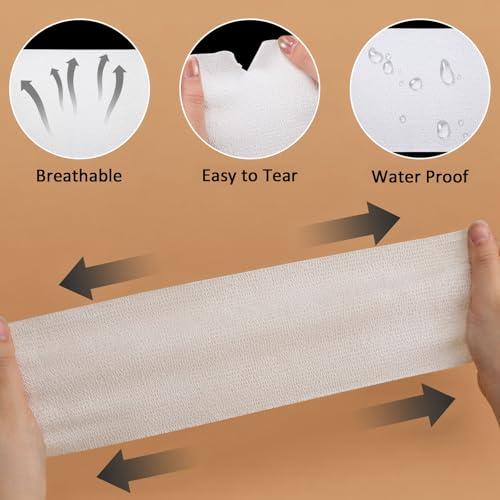 TOBWOLF 12PCS Self Adhering Bandage, 4" x 5yd Cohesive Elastic Bandage Wrap | Breathable & Non-Woven Fabric, Elastic Bandage Tape, Protective Vet Wrap for Outdoor Hunting Rifle Knife Handles - size: 4" x 5yd