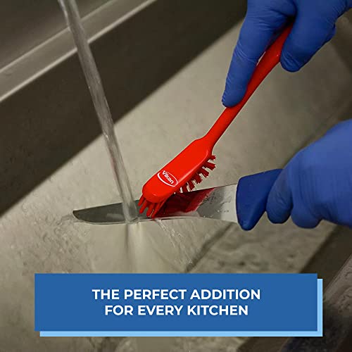 Vikan - Fine Dish Brush - Heavy-Duty, Narrow, Slip-Resistant Cleaning Brush, Polypropylene, Polyester Bristle, 11 Inch, Blue, (42873) - color: Blue, size: 1 Count (Pack of 1)