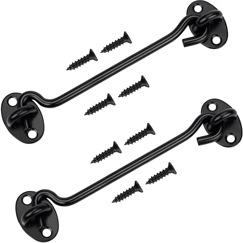Rainspire (2 Pack) 12 Inch Privacy Hook and Eye Latch for Barn Door, Stainless Steel Gate Latch Barn Door Lock Cabin Hooks for Gate Shutters Window Slide Barn Shed Cabinet Bathroom, Black - color: Black, size: 12 Inch