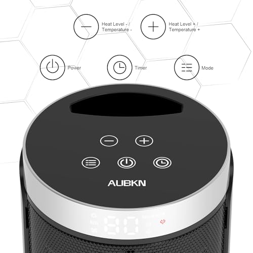 Space Heater, Portable Electric Heaters for Indoor Use with Remote | Thermostat,12H Timer, 5 Mode, Digital Display, Touch Key, 1500W Quiet PTC Ceramic Fast Safety Heat for Office, Bedroom,Desk