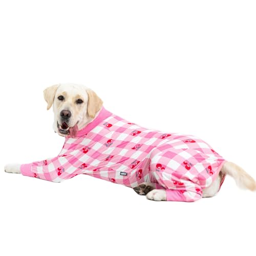 Dog Surgery Recovery Suit Female Male for Dogs After Surgery Medium Large Dogs Onesie Dog Pajamas Pjs Clothes (Pink Plaid, 28 (Chest 26.77 in | Backlength 18.11)) - color: Pink plaid, size: 28 (Chest 26.77 in | Backlength 18.11)