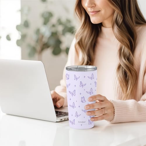 SANDJEST Butterfly Tumbler 20oz, Stainless Steel Travel Cup with Lid, Insulated Coffee Mug, Butterfly Gifts for Women Girls Friends Sisters on Birthday Christmas - color: Butterfly 1