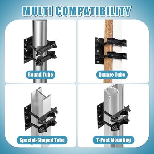 Post Tubes Mounting Bracket, 2-Packs Adjustable Solar Mounting Bracket Fence Hook Compatible with Round, Square, T-Posts, Irregularly Shaped Pipes (Max. 2-1/2" Width)