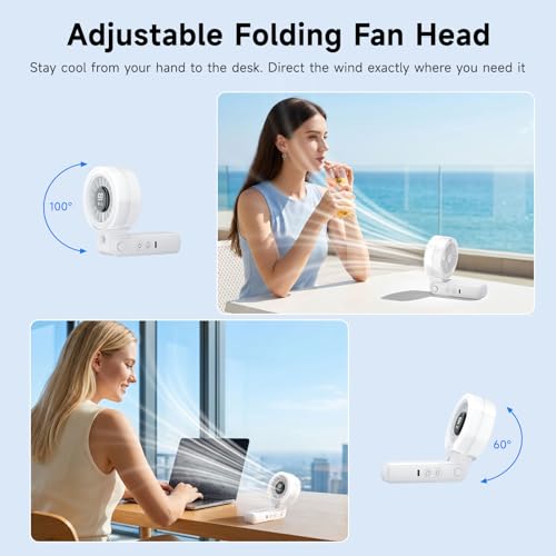 HandFan 4000mAh Handheld Turbo Misting Fan, 100 levels Adjustable High Speed Mister Fan, Portable Spray Water Mist Fans, Foldable Mini Hand Fans for Summer Beach Travel Concerts Disney(White) - color: White