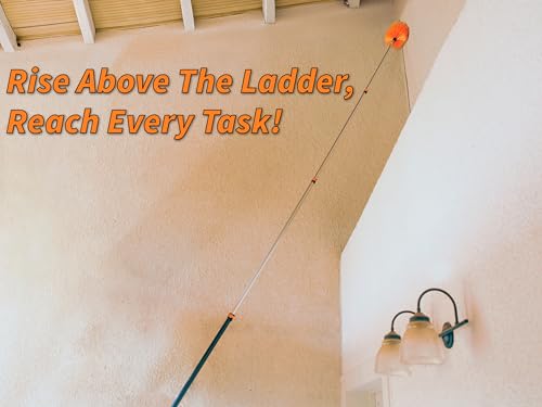4-13 ft Cobweb Duster with Extension Pole 20 Foot High Reach | Spider Web Cleaner Cobweb Brush for Outdoor & Indoor Web Cleaning // Lightweight & Sturdy Telescopic Pole Kit - size: 13 feet