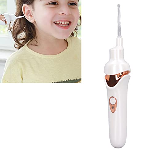 Electric Ear Suction Device, Portable Automatic Electric Vacuum Ear Pick Ear Cleaner Earwax Remover with LED Light for Earwax Removal, Soft Prevent Ear Pick Clean Tools Set (White) - color: White