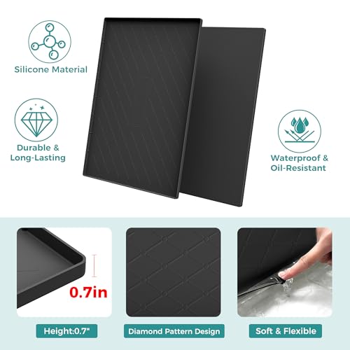 URMONA 19" x 12" Waterproof Silicone Mat in Multiple Sizes & Colors, Under Sink Mat for Kitchen & Bathroom, Pet Food Pad for Dogs & Cats, Kitchen Cabinet Liner, Multi-Purpose for Storage(Beige) - color: Beige, size: 12"W x 19"L