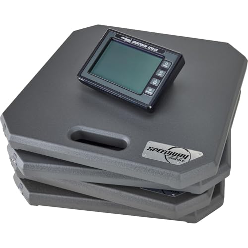 Sportsman Wireless Race Car Scales and Storage Case, 7000lb Aluminum Pads | 0.5% accuracy, chassis setup data, cross weight, bite balance, front to rear distribution, total vehicle weight readings