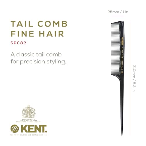 Kent SPC82 Fine Tooth Salon-Style Dressing Comb - Professional Barber Haircut Comb for Styling and Teasing - Quality Barber Supplies - Saw-cut Handmade in England - size: SPC82