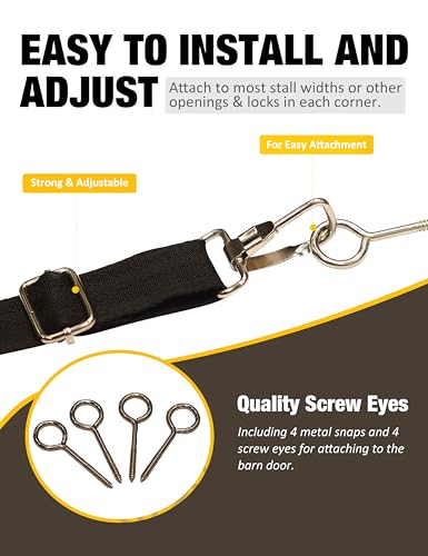 Harrison Howard Horse Stall Guard with Adjustable Straps and Sturdy Spring Hooks Included Aisle Guard Stall Guard for Horses, Skull Dread - color: Skull Dread