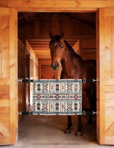 Harrison Howard Horse Stall Guard with Adjustable Straps and Sturdy Spring Hooks Included Aisle Guard Stall Guard for Horses,Winter Wilds - color: Winter Wilds