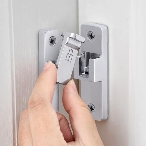 Silvery 90 Degree Zinc Alloy Barn Door Latch, Flip Gate Lock | Sliding Door Latch,Right Angle Door Lock,for bedroom,garage,balcony,barn,bathroom,drawer,window,cabinet,pet enclosures - color: Silvery_90 Degree