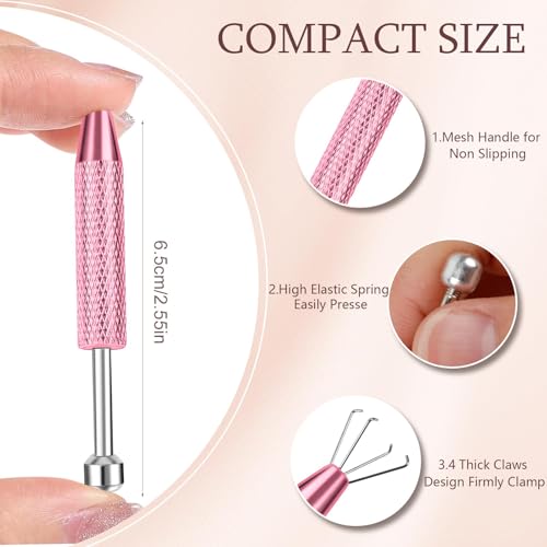 ONESING 2Pcs Piercing Ball Grabber Tool for Changing Jewelry, Stianless Steel Flat Back Earring Applicator Internally Threaded Push Pin Piercing Grabber Tool - color: Blue&Pink-2pcs