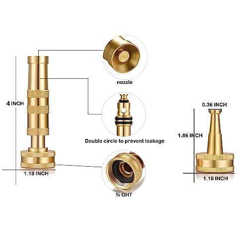 Brass Hose Nozzles, Heavy Duty Adjustable Twist Hose Nozzle & Jet Sweeper Nozzle 2 Pack - color: Nozzles AB