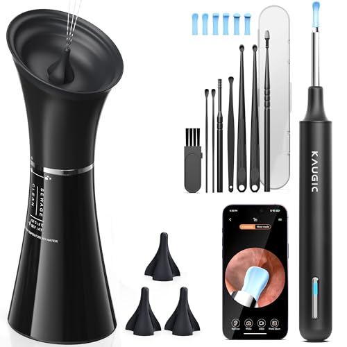 Ear Cleaner with Camera & Irrigation. Wax Removal & Overheat Protect | Complete Ear Cleaning Kit, Visual, Waste Collection Tank, Overheat Auto-Shutoff, IPX7 Waterproof, FSA-HSA Ear Wax Removal - color: Jet Black
