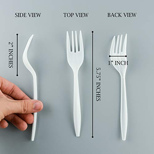 Plasticpro Cutlery Plastic Forks Medium Weight Disposable Silverware (White,1000 Forks) - size: 1000 Forks