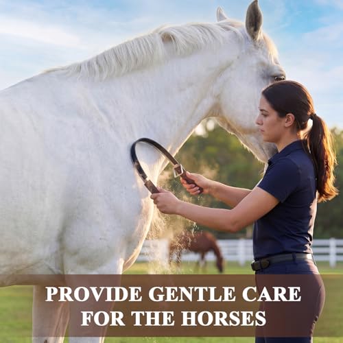 2 in 1 Horse Shedder Scraper with Rubber Edge Stainless Steel Horse Sweat Scraper Metal Dual Sided Equine Deshedding Blade, Grooming Curry Comb Tool for Cat Dog Removing Loose Hair Sweat