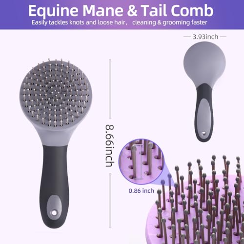Equine Mane & Tail Combs Horse Brush Shedding Brush Grooming Tool for Horse (Gray) - color: Gray