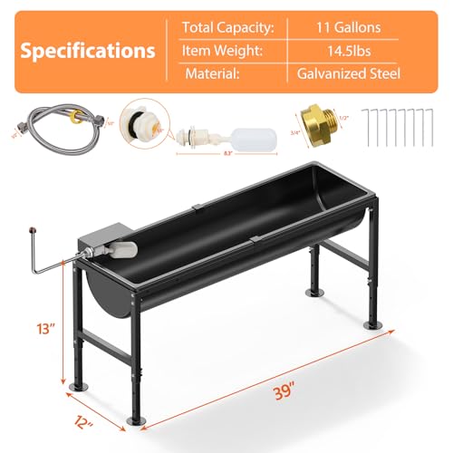 2PCS Automatic Animal Waterer 11 Gallon | Livestock Water Trough with Adjustable Stand, Automatic Water Dispenser with Float Valve, Feeding Goat, Sheep, Horse, Dog - size: 2 PCS