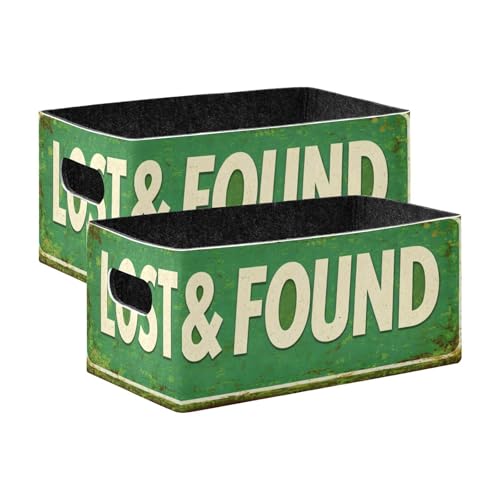 Storage Baskets Felt Foldable Storage Cube Shelf Bins Organizer Box for Kids Toys Magazine Books Clothes Office Bedroom Closet Babies Nursery organizing 2-Pack Lost and Found Vintage Rusty Metal Sign - color: Lost&Found
