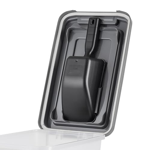 IRIS USA Dog Food Storage Container, Up to 13 lbs, Dark Gray, Made in USA | Includes 2-Cup Scoop, Airtight Seal, BPA-Free, Bird Seed, Cat food, Treats, Keeps Kibble Fresh, Pellets - color: Dark Gray/Clear, size: 13 lbs
