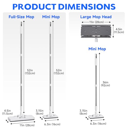 New Flat Mop with Extendable Handle for Multi-Surface Quick Cleanup | Mops for Floor Cleaning, No-touch Cloth Changing, Fits Most Pads, House Cleaning Supplies, No Back Strain, 10 Reusable Cloths - size: 1Mop with 10 Reusable Cloths