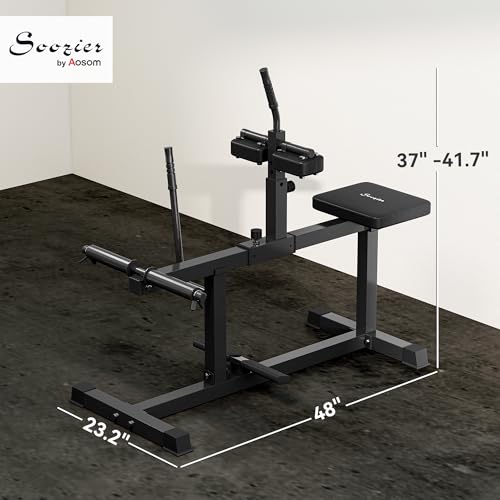 Soozier Seated Calf Raise Machine for Home Gym Waist Arm Training | Adjustable Calf Machine Leg Extension - color: Black