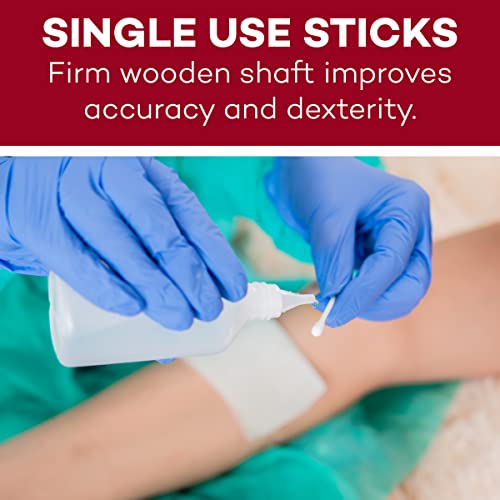 Dealmed 6 in Sterile Cotton-Tipped Applicators - 200 Count | 100% Pure Cotton Tips, Wooden Shafts, Individually Pouched 2 Per Pack, 100 Pouches Per Box, Skin Cleaning, Arts & Crafts - size: 6" Sterile (Box of 200)