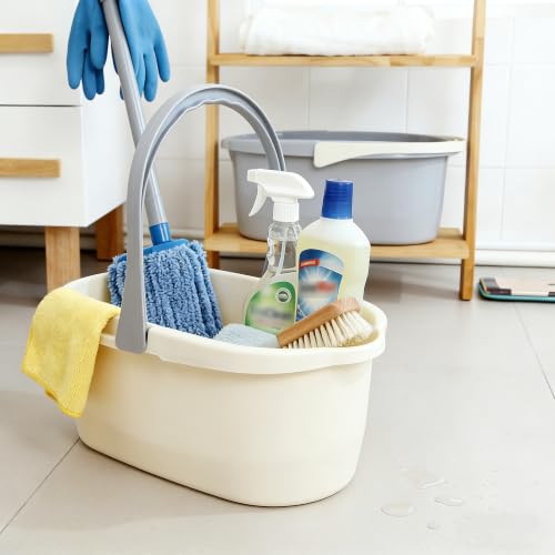 Haundry Compact Mop Bucket with Handle, Rectangular Cleaning Bucket and Caddy for Cleaning Supplies, 10L, White - color: White