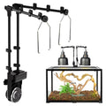 REPTI ZOO Dual Reptile Lamp Stand, Reptile Light Stand with Two Flexible Brackets, Height Adjustable (13.4 inch to 18.5 inch) for Hanging Heat Lamp Holder and Light Fixture