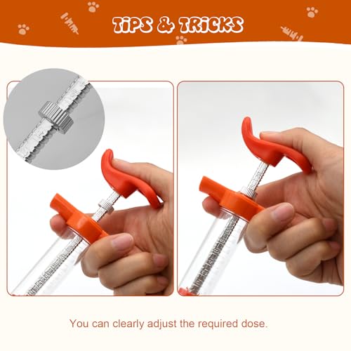 2 pcs Reusable Goats Syringe for Goat, 2 Drench Nozzle Adjustable Dosage Drench Gun Syringe for Sheep ( Orange 20ML) - style: Orange