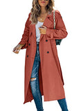 Womens Long Trench Coat Double Breasted Windproof Overcoat With Belt | Classic Lapel,Fall clothing, Spring outfits, Street outwear - color: 01 Dark Brown, size: XX-Large