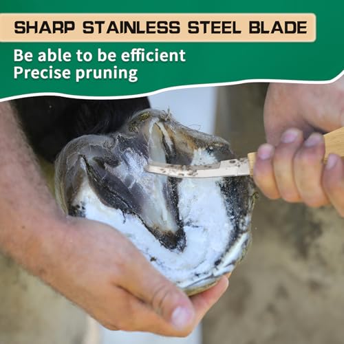 2PCS Stainless Steel Double Edged Hoof Knive with Wooden Handle, Stainless Steel Blade Suitable Hoof Knife for Horses The Toes of Horses, Cows, and Sheep, Repair Knives for Hoof Maintenance
