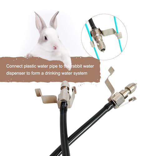 8pcs Stainless Steel Rabbit Watering Nipples Metal with Cage Clips Rabbit Water Nipples Dispenser Hamster Waterer Automatic Watering System - color: silver