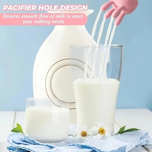 2 PCS Cow Udder Milk Carton Cap, Funny Pink Milking Machine, Teat Hole Boxed Milk Diverter, Efficient Leak Proof Bottle Cap for Boxed, Durable Udder Pouring Lid for Home Kitchen